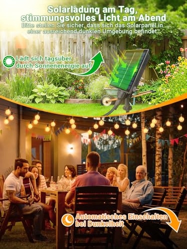 ARKOCHIC Solarna Girlanda 15M 21 Żarówek G40 Pilot 8 Trybów Ogród Balkon — miniatura 3