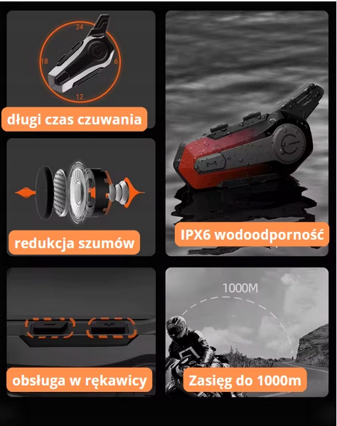 Interkom motocyklowy MOTOM Intercom do kasku i motocykla Producent inny