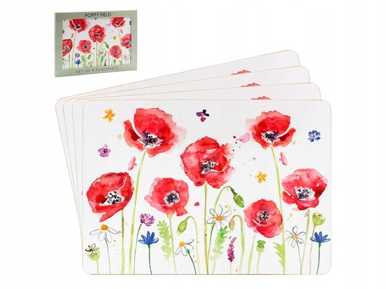 

Średnie Podkładki Korkowe Na Stół Łąkowe Maki 4 sz