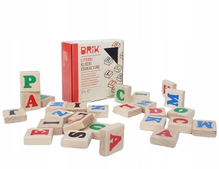 

Drewniane klocki Literki Alfabet Abc edukacyjne