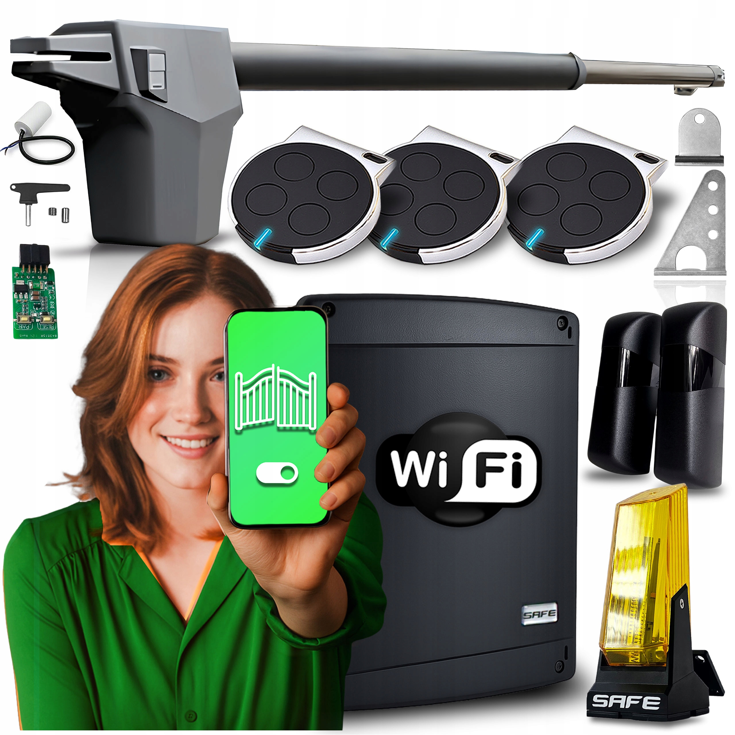 Pohon Pro Jednokřídlou bránU Set 4,3 m 3x Pilot pohon Automat Wifi