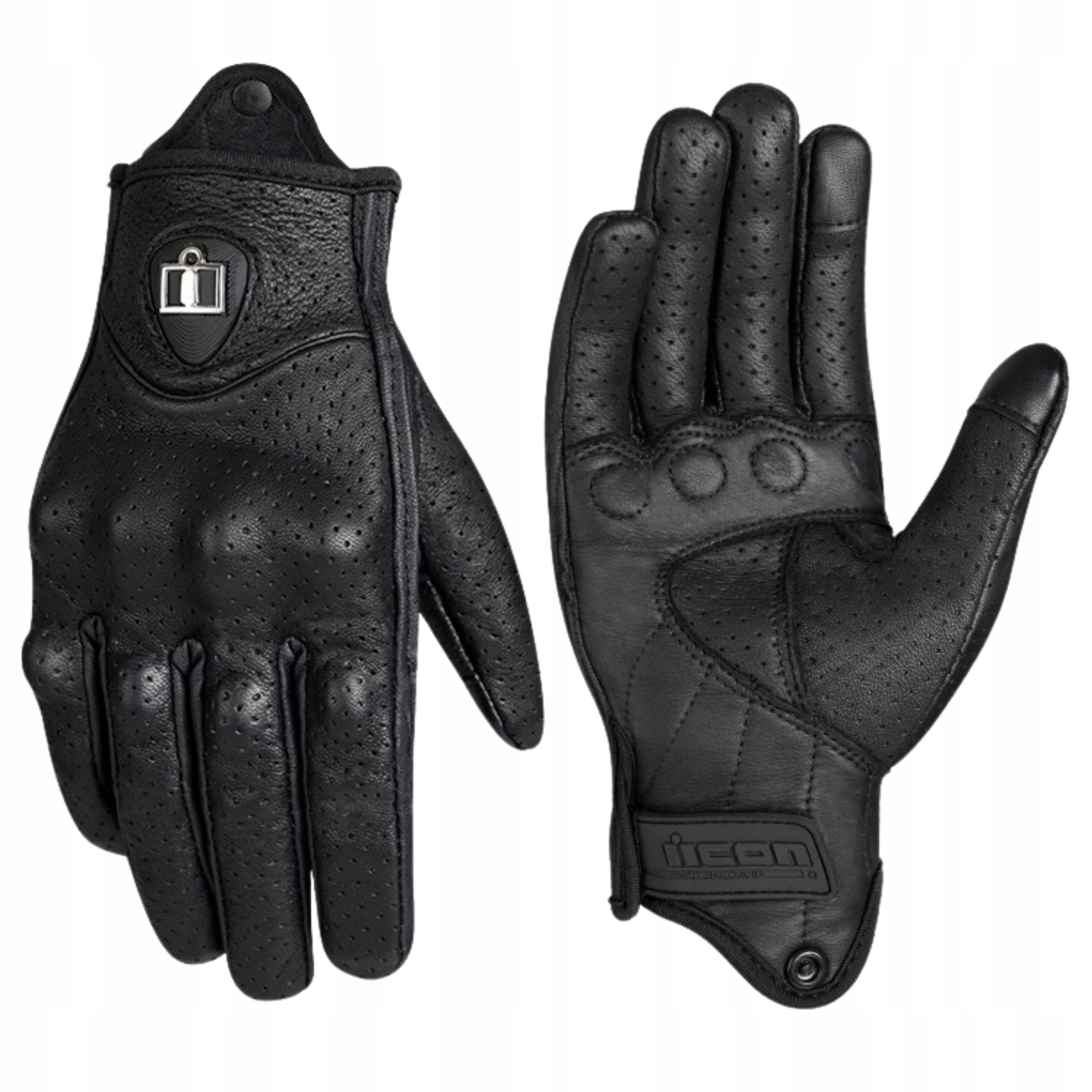 Rękawice motocyklowe sórzane perforowane letnie ekran dotkowy Icon XL