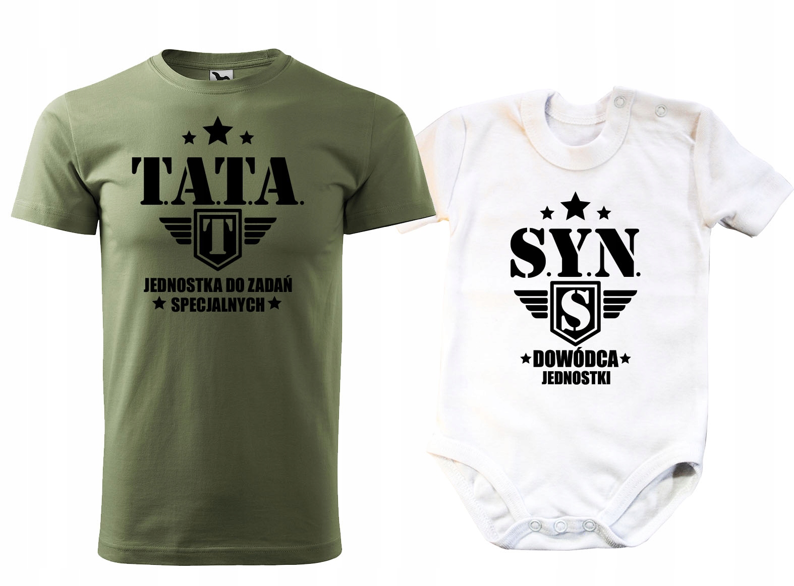 ZESTAW MĘSKA KOSZULKA DLA TATY I BODY DLA SYNA