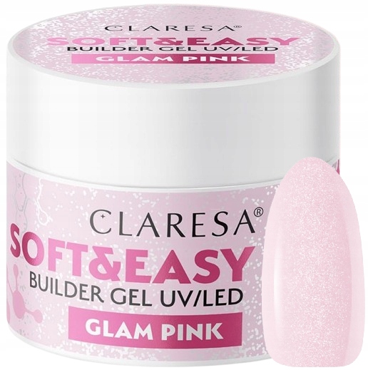 Claresa Stavební Gel Soft&Easy Builder Glam Pink 90G Vysoká odolnost Lesk