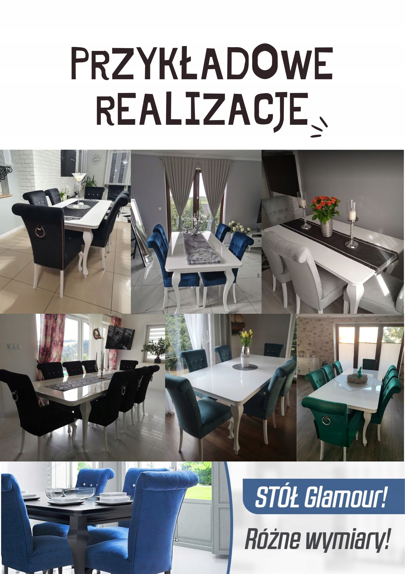 Zestaw Stół 170/210 + 6 krzeseł Glamour połysk Liczba krzeseł w zestawie 6
