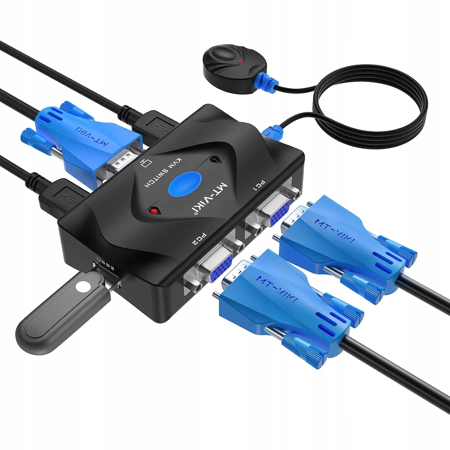 PRZEŁĄCZNIK KVM ROZGAŁĘŹNIK MT-VIKI 2X MONITOR ADAPTER SWITCH VGA HUB 2W1
