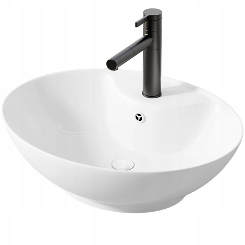 Umyvadlo Na Desku Ovál Keramické Bílé Lesklé S Otvorem Pro Přepad