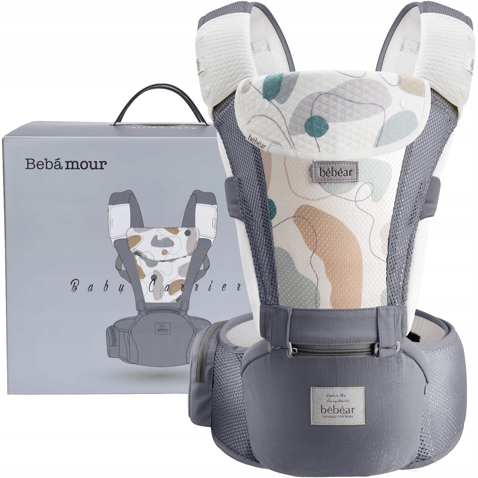 BEBEAR Nosidełko Ergonomiczne 6w1 3D Air Mesh Dla Niemowląt i Dzieci — miniatura 14