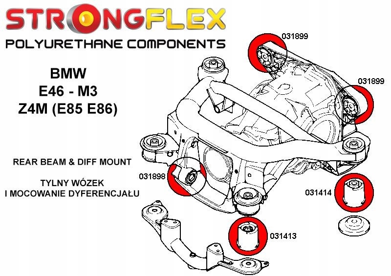 036119B - ZESTAW TULEI TYLNEGO WÓZKA STRONGFLEX Numer katalogowy części 036119B