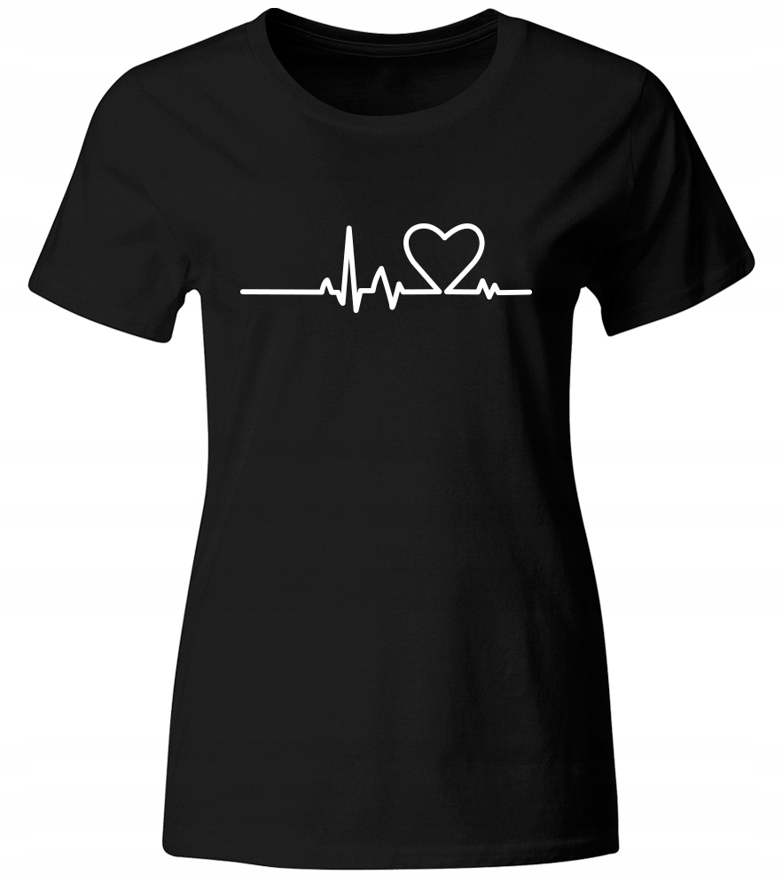 KOSZULKA SERCE LINIA ŻYCIA, MODNY T-SHIRT, CZARNA, ROZ. L