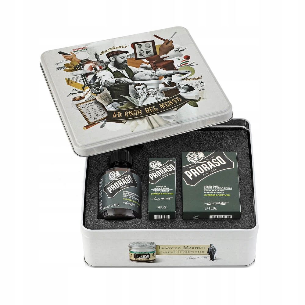 Sada na vousy Proraso Cypress & Vetyver Šampon Balzám Olej