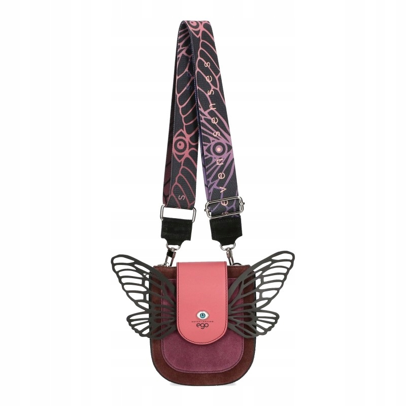 Dámská kožená kabelka Ego Mini Bosca crossbody přes rameno 2 popruhy bordó