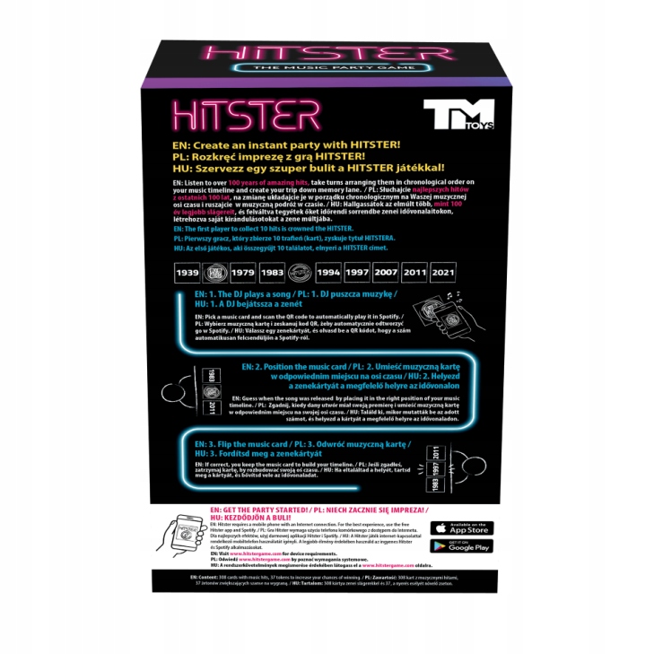 HITSTER GRA PLANSZOWA TOWARZYSKA MUZYCZNA THE PARTY MUSIC GAME TM TOYS Typ Podstawa