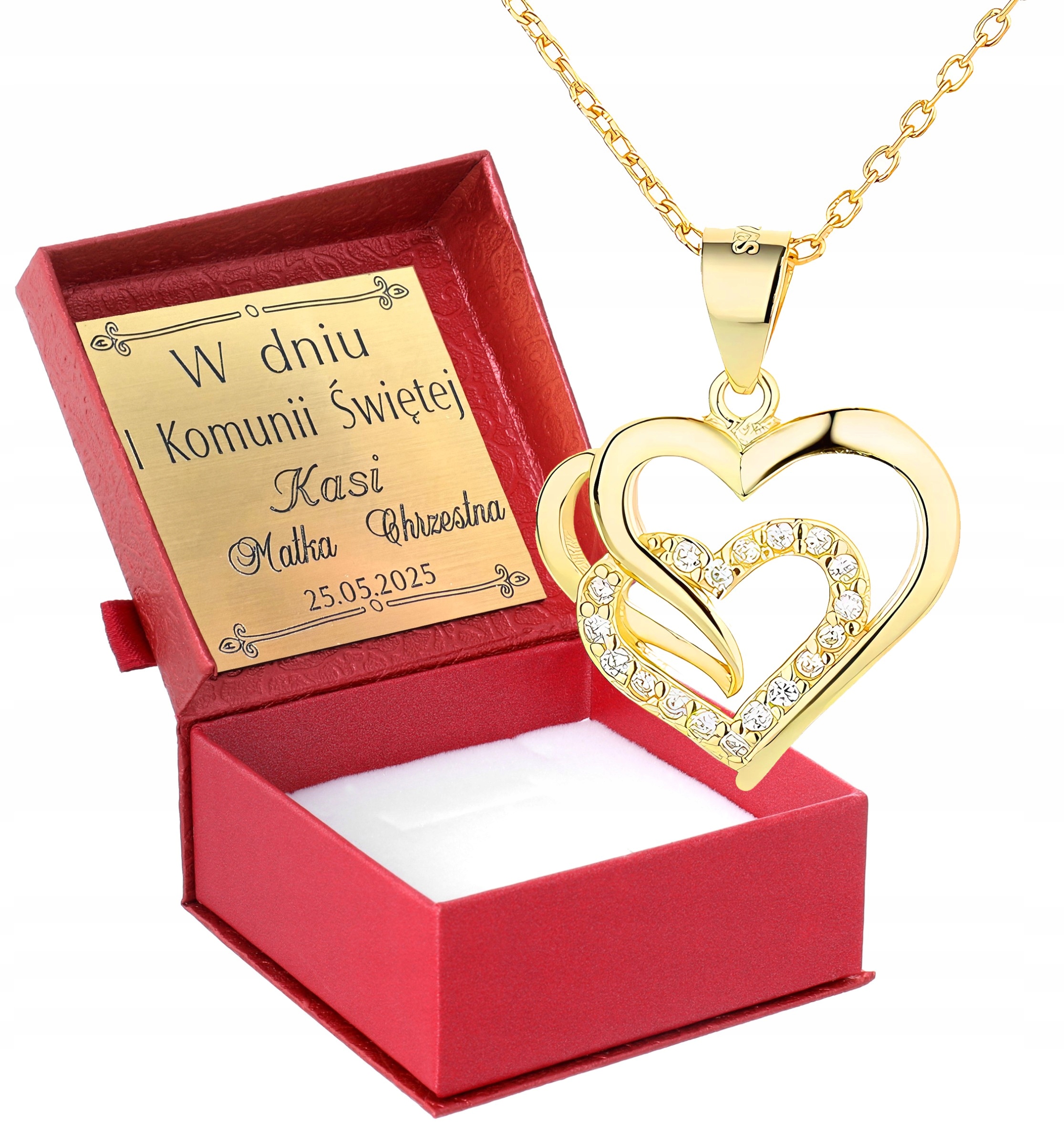 Zlatý náhrdelník Srdce Gravírování Dárek k přijímání, Móda Trusky