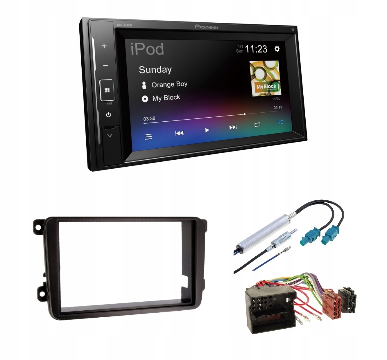 Pioneer DMH-A240BT Rádio 2DIN Bt Vw Passat B6 B7 Golf 5 V Plus Caddy Eos