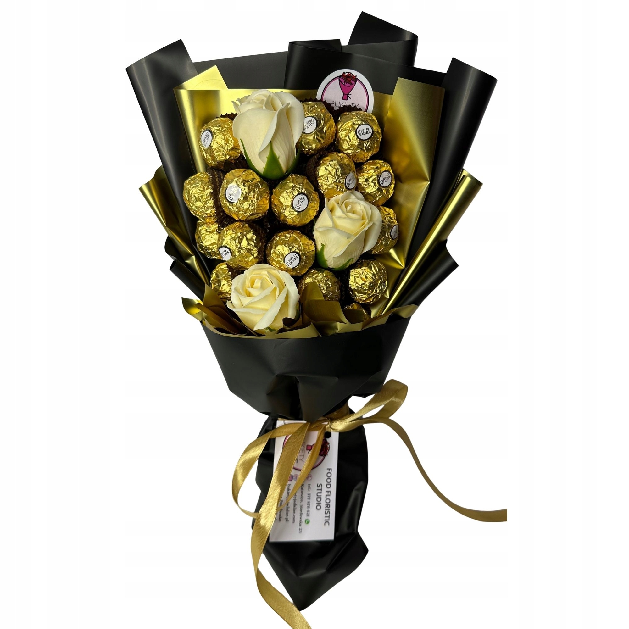 Levně Dárková Sada Kytice Sladkostí Ferrero 3 Mýdlové Růže Černá Narozeniny