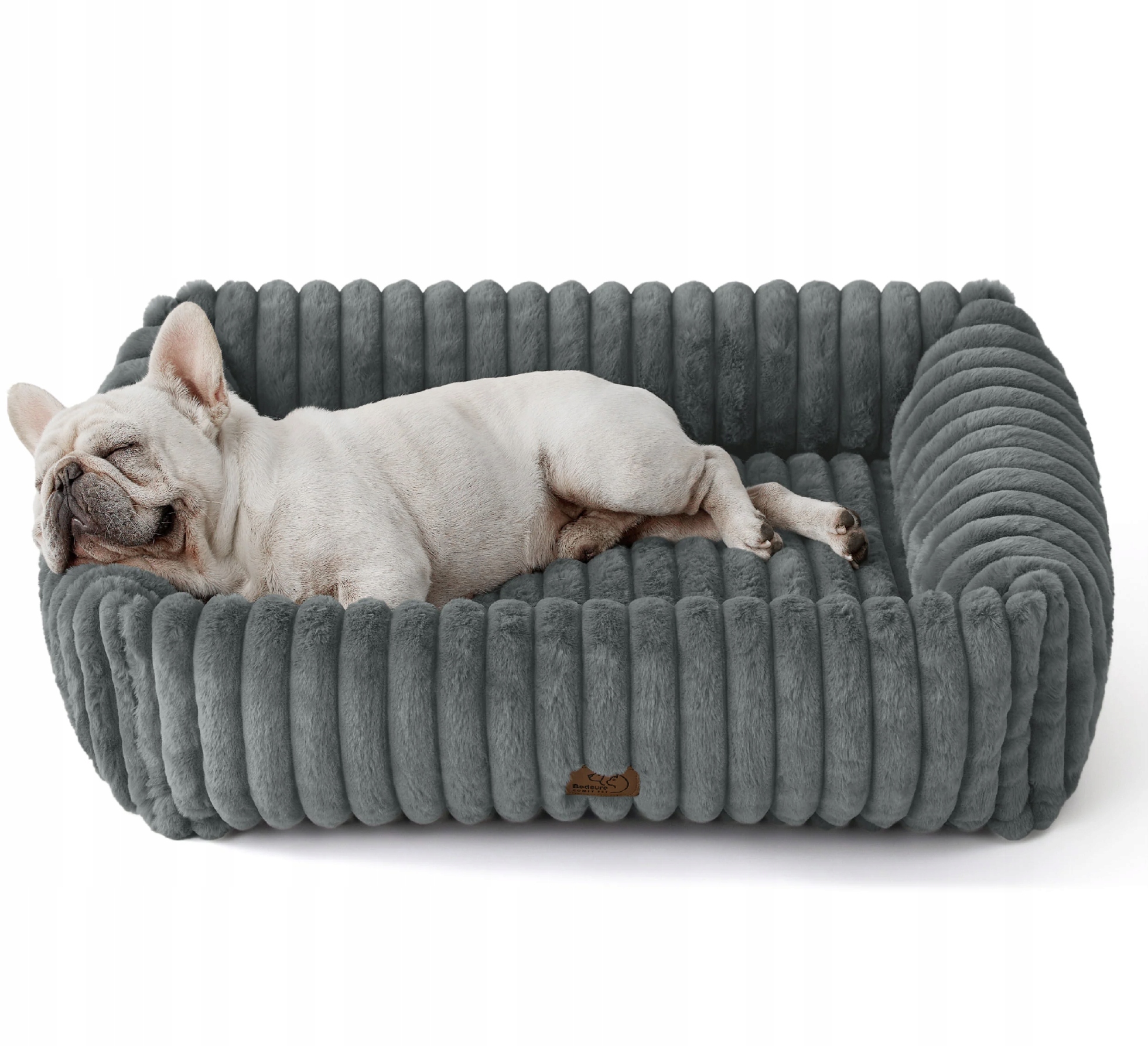 Puszyste legowisko dla psa ortopedyczne 76 x 61 x 20 cm szare pralne szare