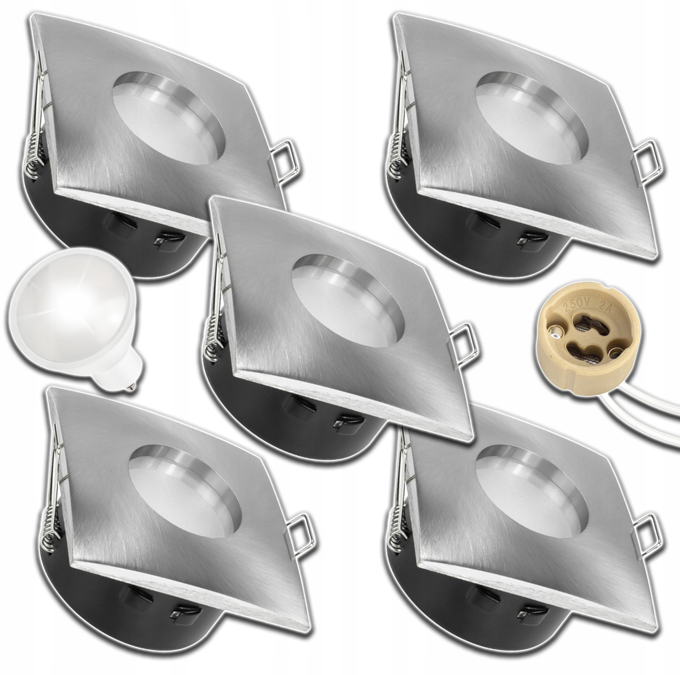 5xHERMETICKÉ Halogenové Svítidlo GU10 Na Podbití+led Žárovka 1,5W Neutrální