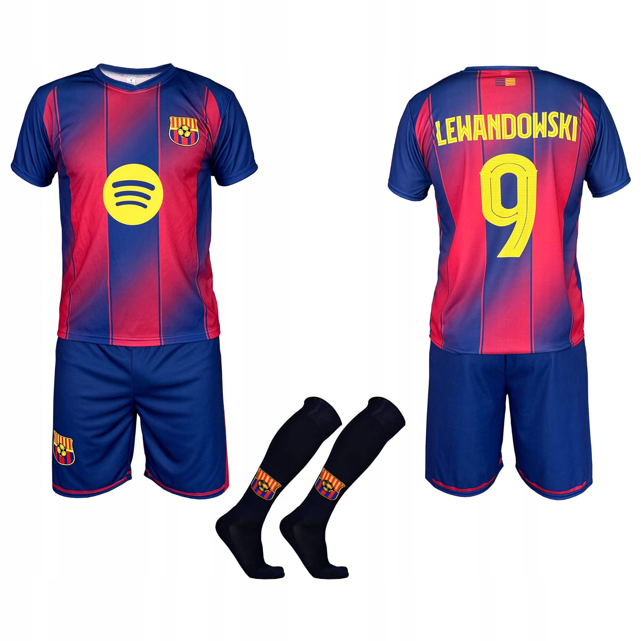 Lewandowski Barcelona strój piłkarski 25/26 koszulka spodenki getry 164