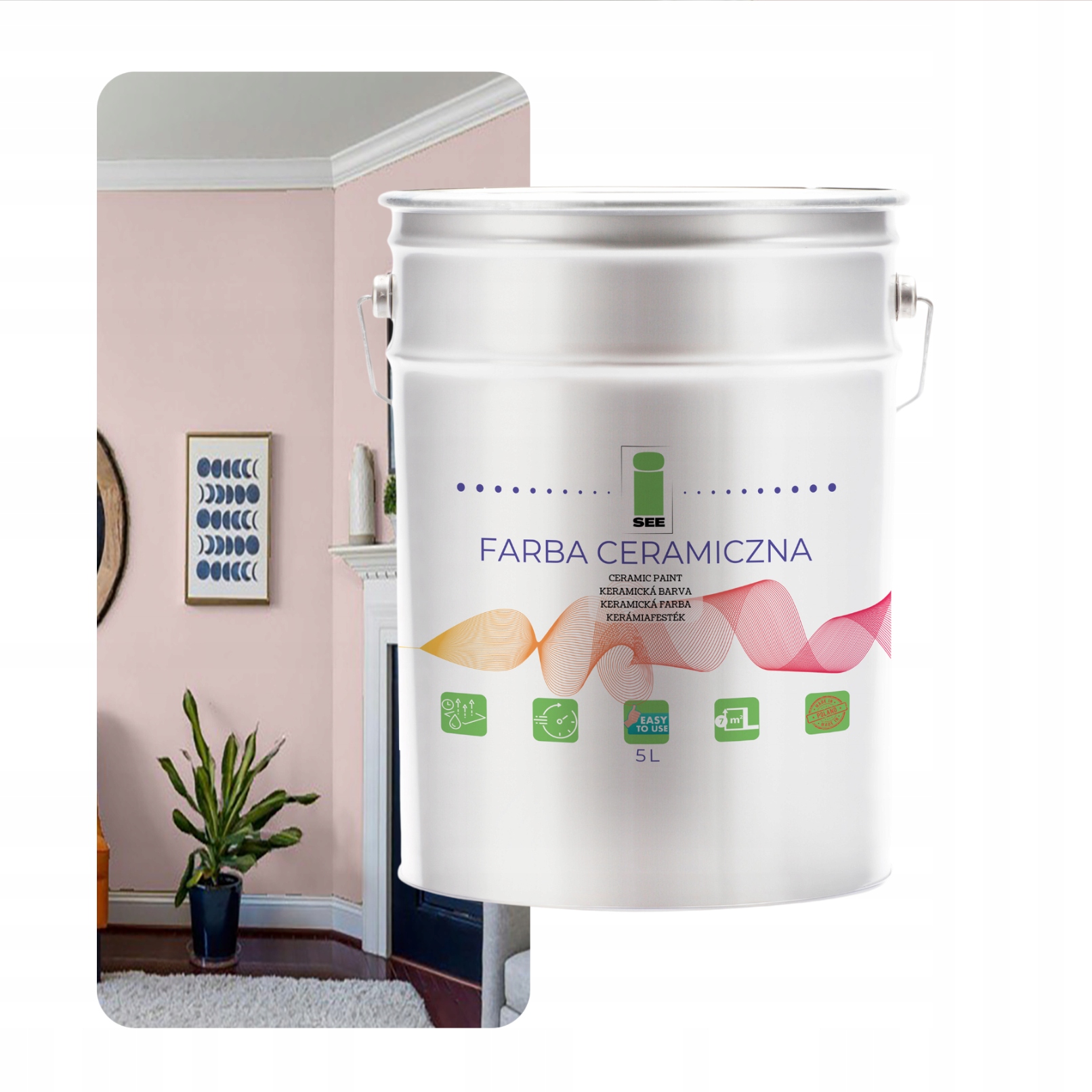 Keramická Farba Na Steny Ružová Umývateľná Pastelová Ružová 5 L Odolná Voči Škvrnám