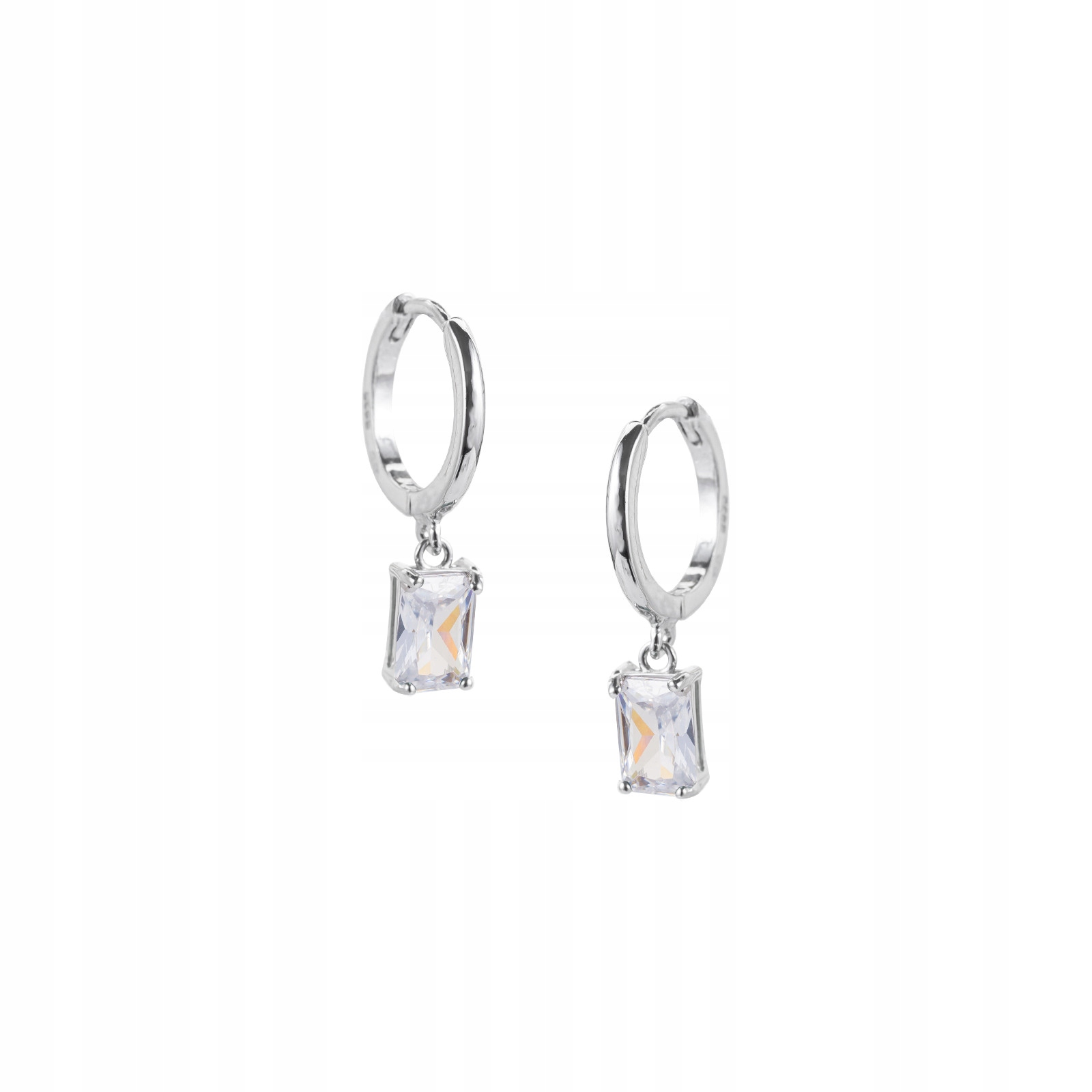 Stříbrné náušnice závěsné 925 Elegantní obdélníkové barvy
