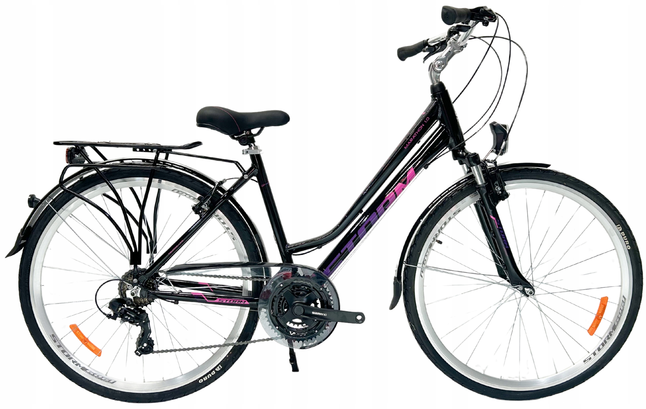 Rower Trekkingowy Damski Storm Marathon 1.0 Lady 17 28 czarny fuksja 2026
