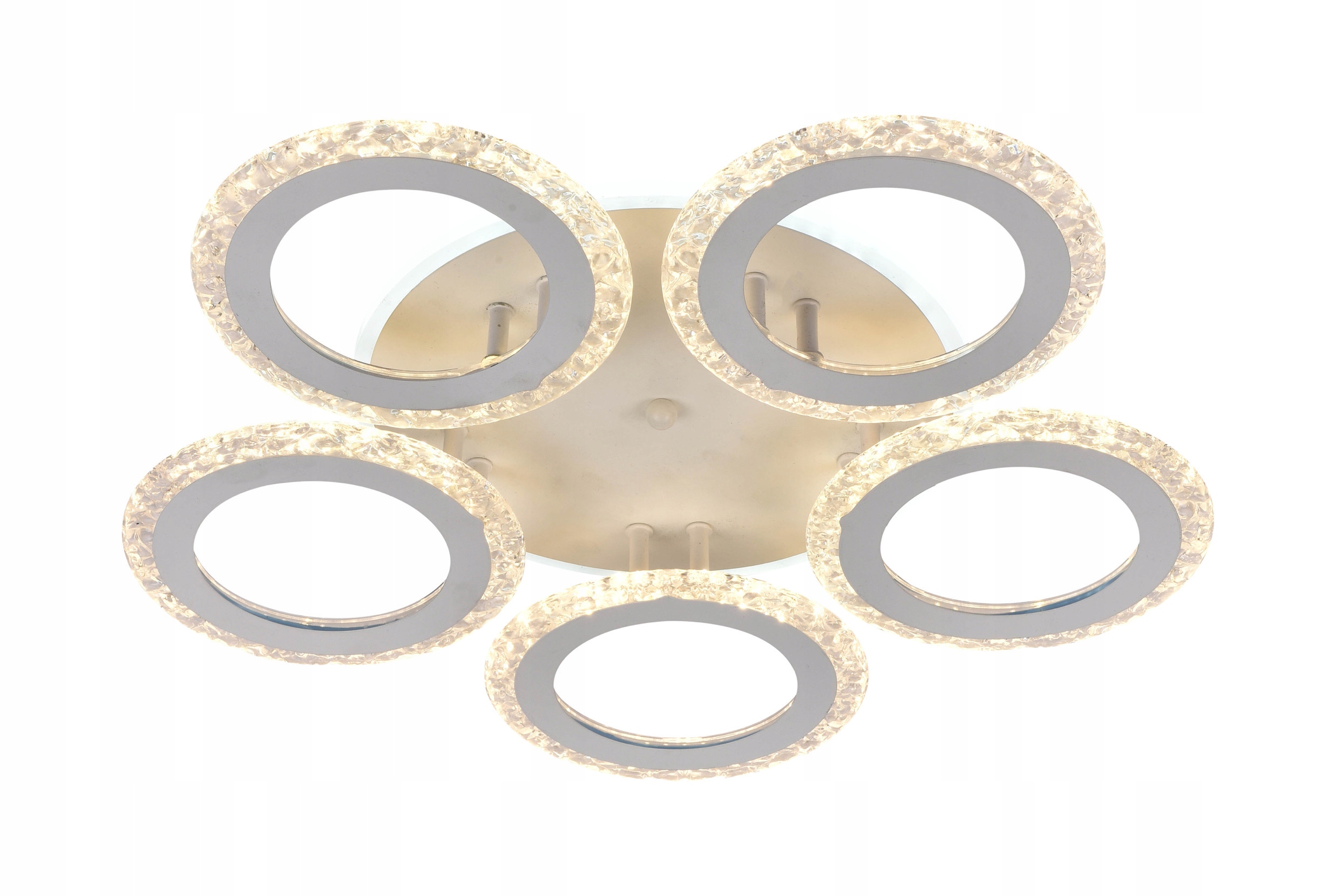 Krásná bílá lampa glamour křišťál Circle Crystal Led stmívatelná dálkovým ovladačem