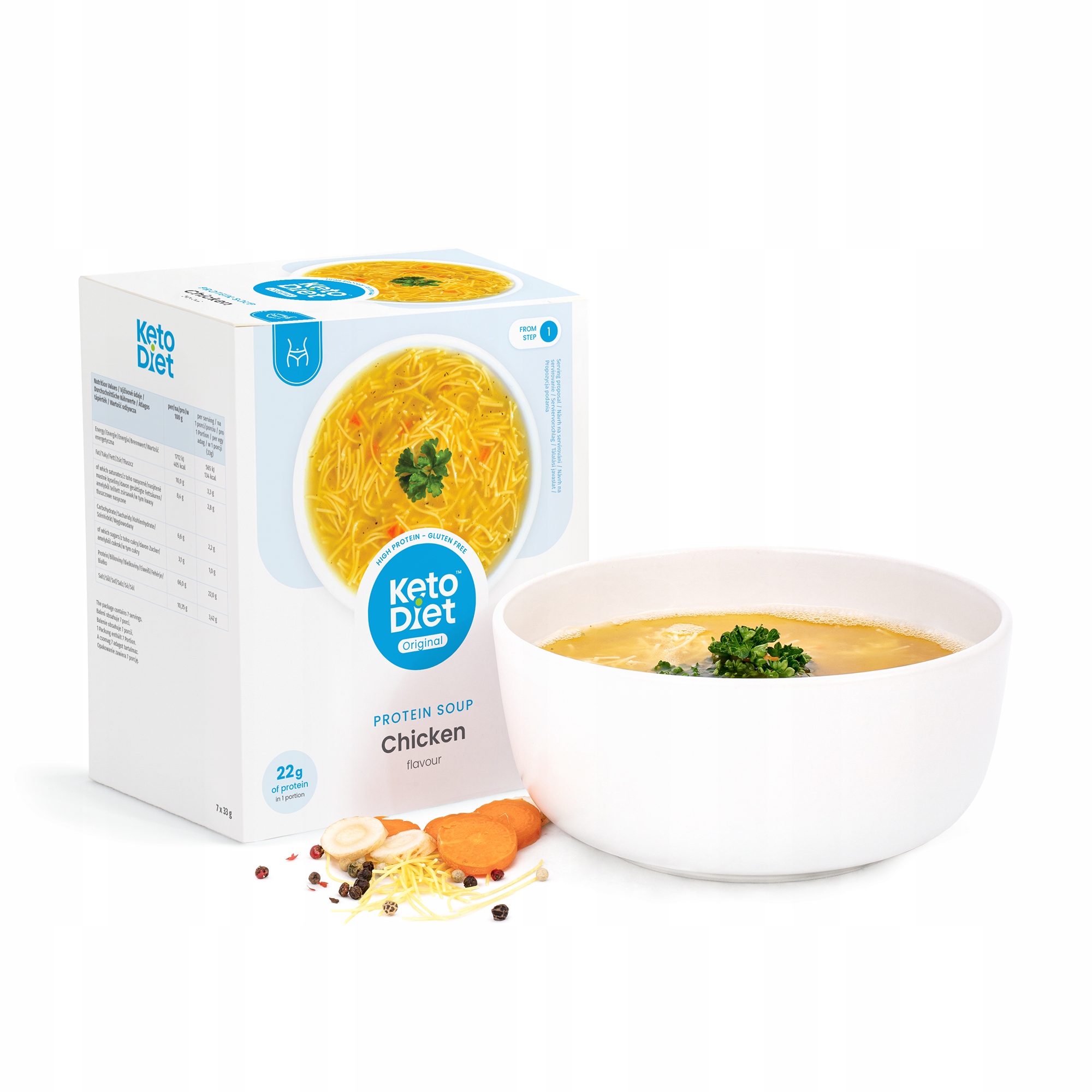 Levně Proteinová polévka kuřecí s nudlemi (7 porcí)