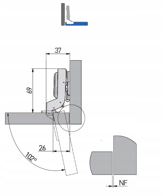 ZAWIAS MEBLOWY GTV PRESTIGE WPUSZCZANY CICHY DOMYK Kod producenta ZM-ECHC07BEO