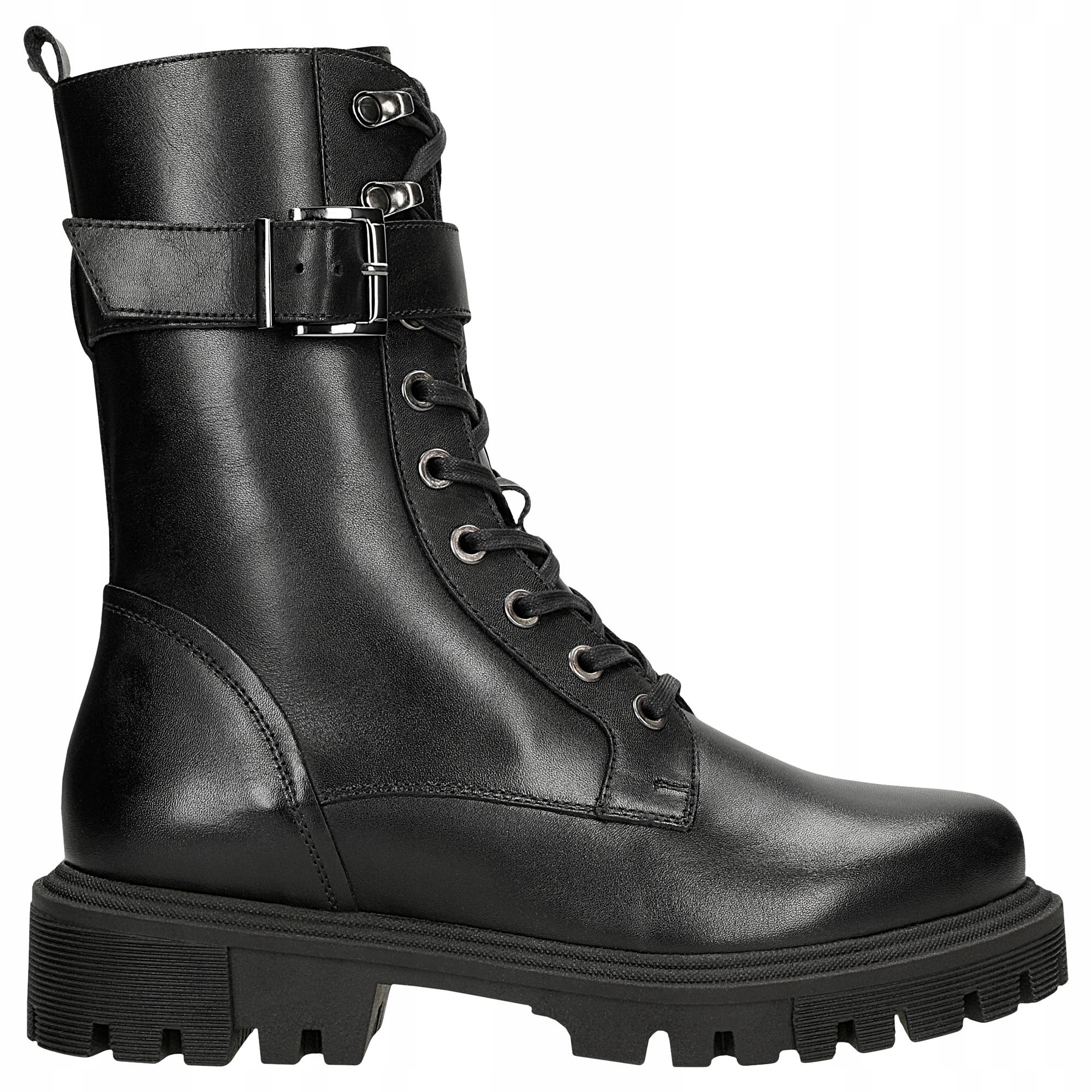 Dámské černé kožené motorkářské boty Wojas vel. 36