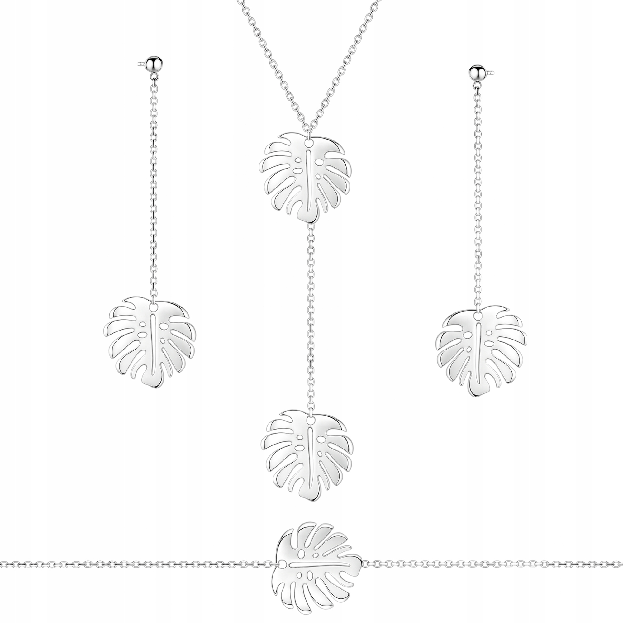 Sada stříbrných šperků s náhrdelníkem typu kravata Monstera Stříbro 925