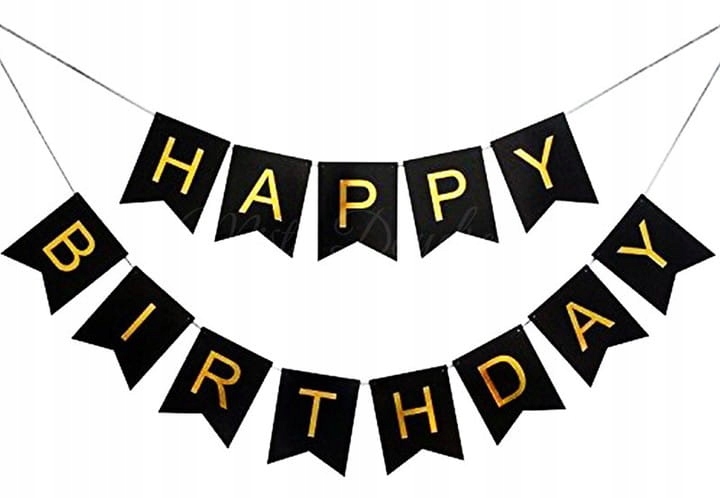 GIRLANDA CZARNA HAPPY BIRTHDAY 1,5M