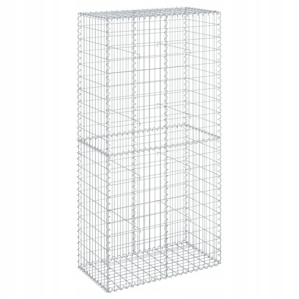Gabionový koš z galvanizovaného železa, 100 x 50 x 200 cm, stříbrný