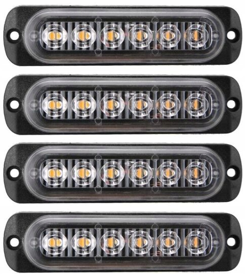Stroboskopy ostrzegawcze Samochodowa światła stroboskopowe 4x 6 LED 12/24V