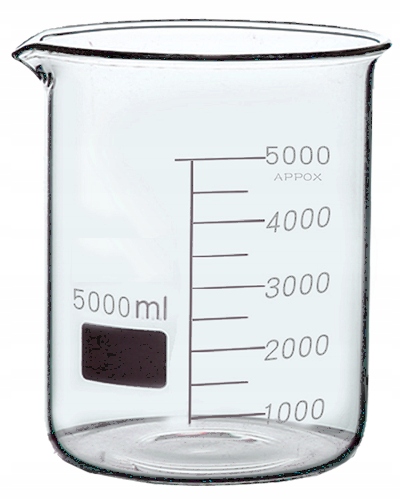 Laboratoryjna Zlewka 5000 ml Niska Szklana Boro Podziałka Szkło