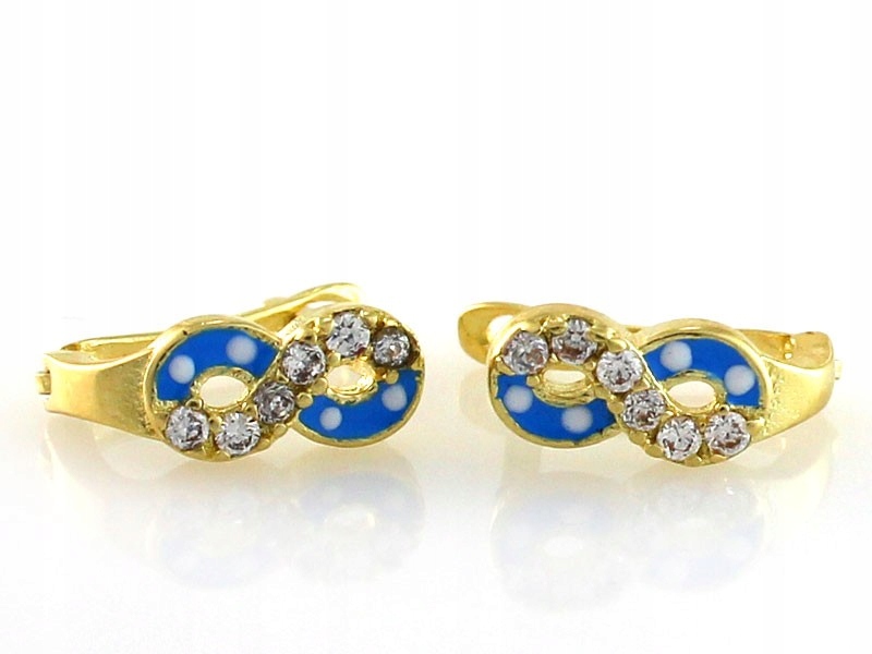 Zlaté Náušnice 585 14k Pro Dívku Nekonečno Zirkony 1.30g módní