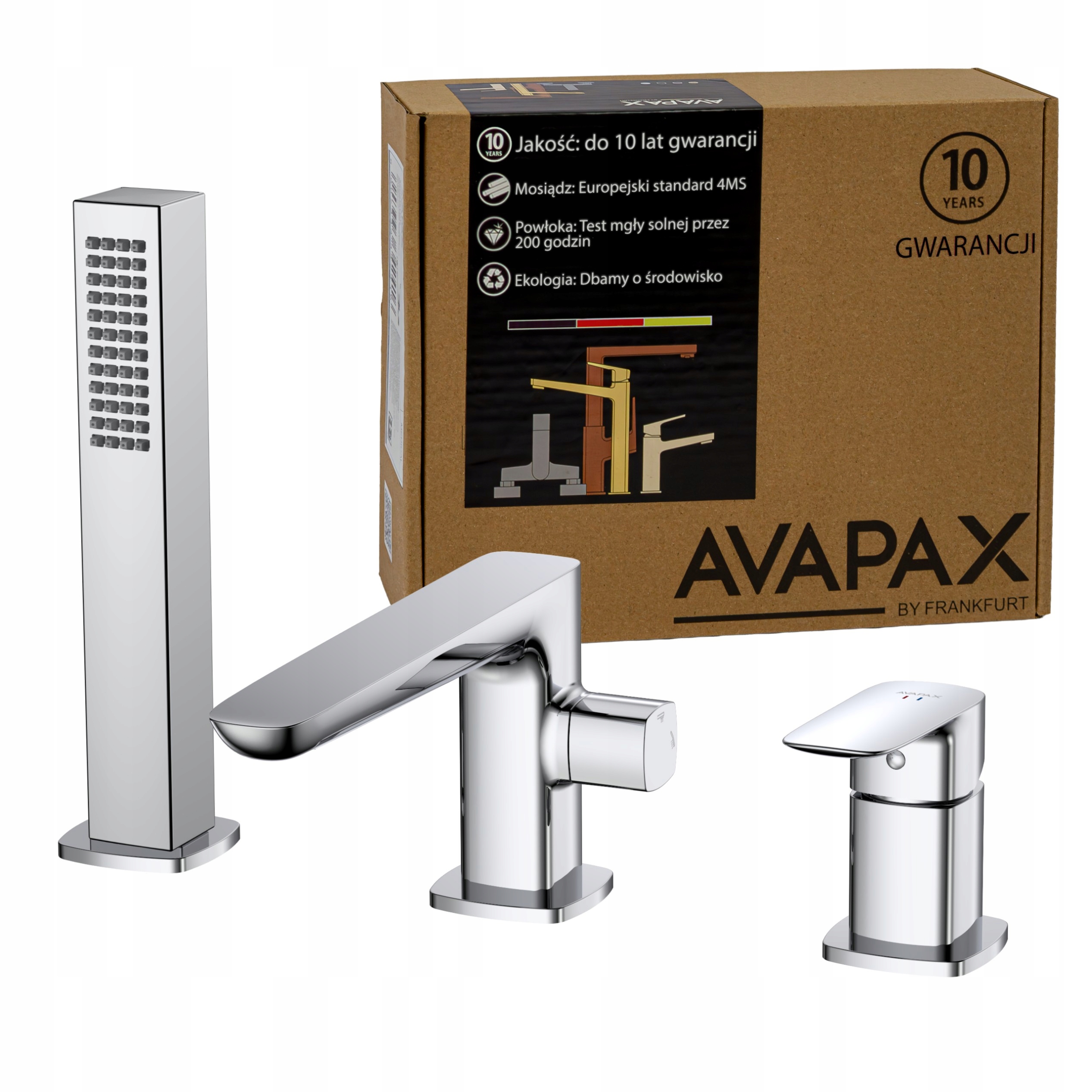 3-otvorová stojanková vaňová batéria so sprchou, strieborná Avapax