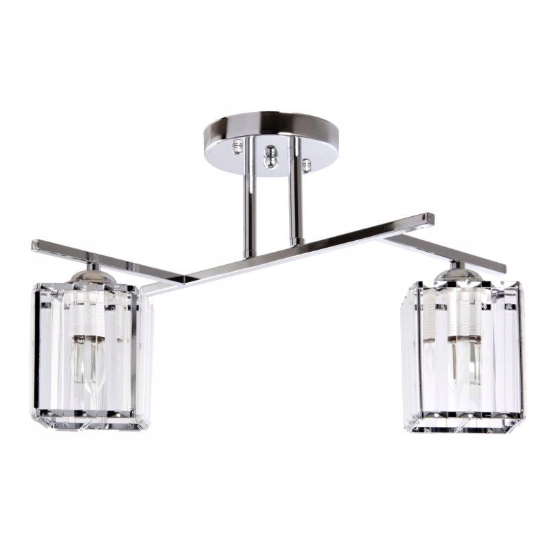 Dvojitý stropní svítidlo s krychlovými chromovými křišťálovými stínidly pro chodbu obývacího pokoje
