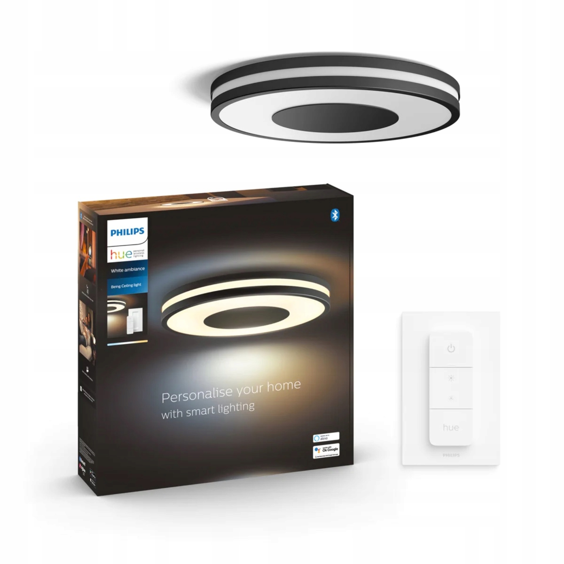 Philips Hue Being Bt čierne stropné Led svietidlo 27W, 2400lm, diaľkový ovládač