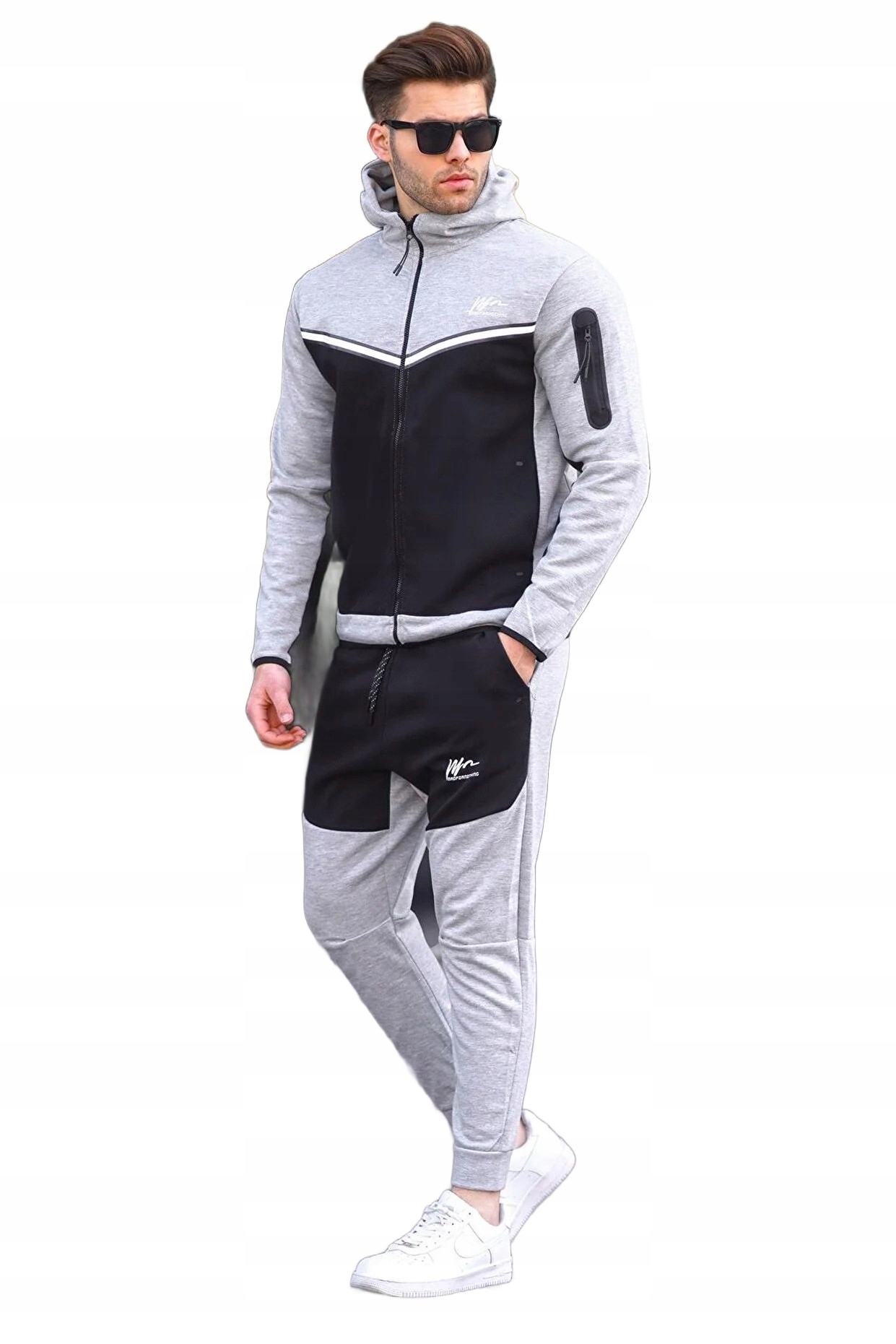 Madmext Pánská Tepláková Souprava Šedá S Černými Vložkami S 5DA S 5_A