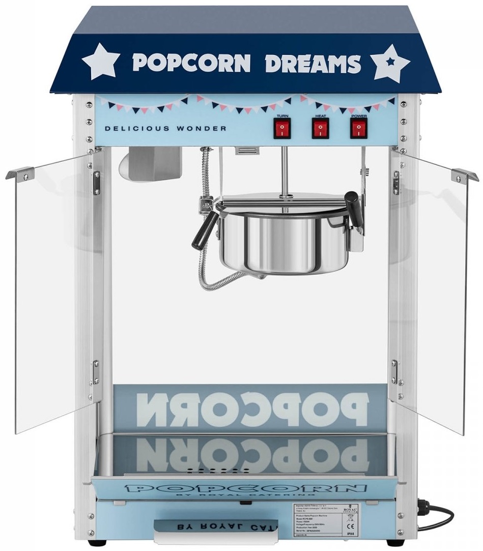 Maszyna do popcornu - 1600 W - niebieska ROYAL CATERING RCPS-BB1 10011099 Model RCPS-BB1