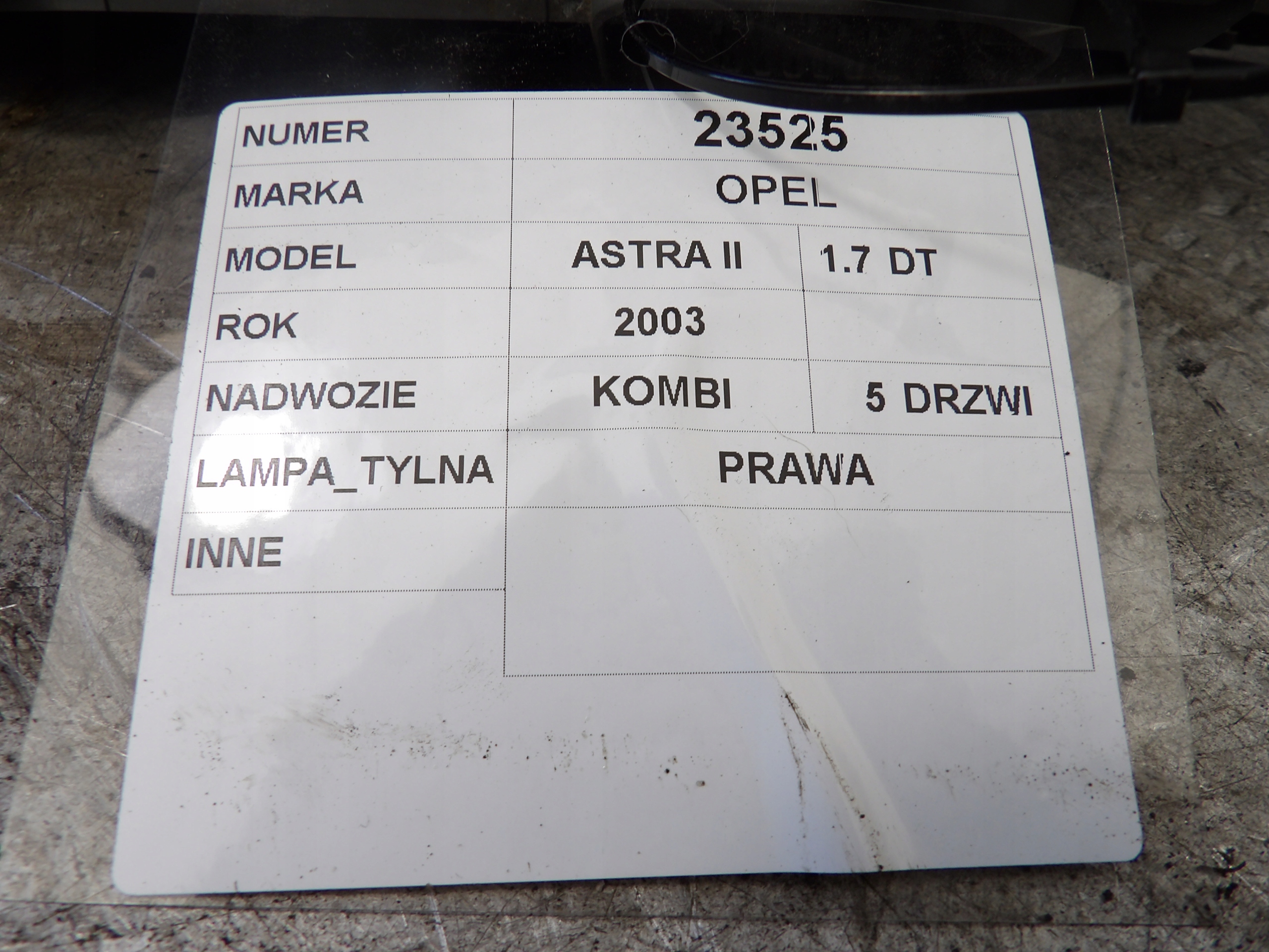 Opel Astra II G light rear right kombi 11A391B