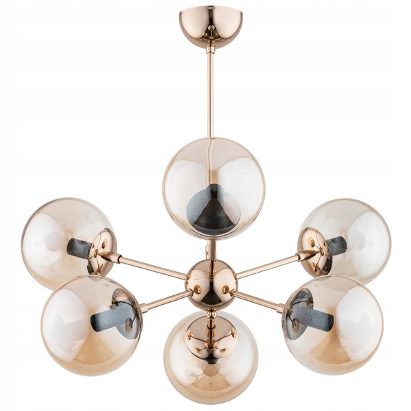 Nádherný medový lustr Sandy Zlatá s jantarovými světelnými bublinami