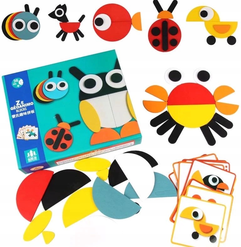 

Drewniana Układanka Puzzle Kształty Montessori Gra