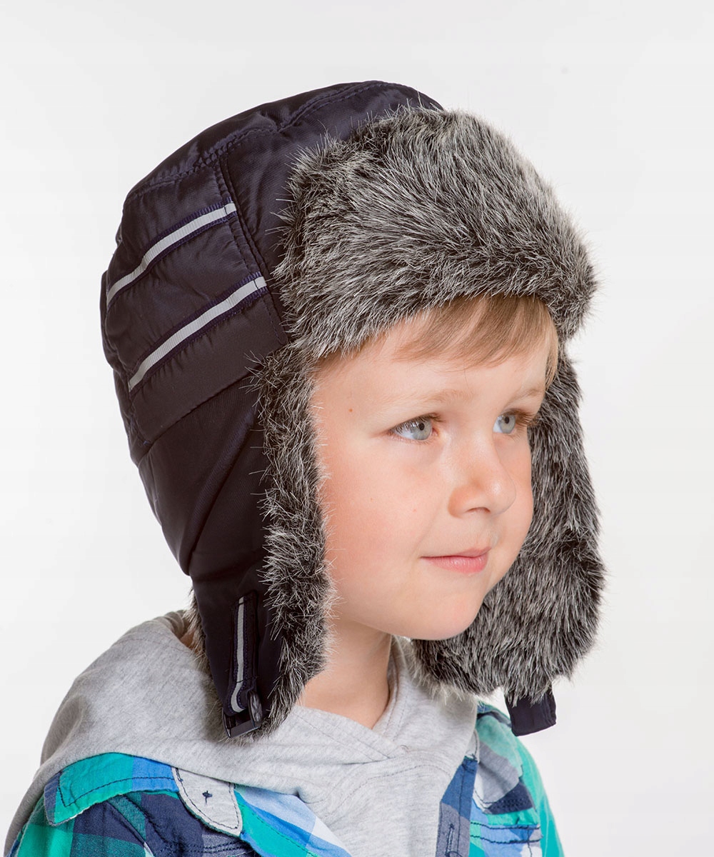 

Chłopięca Uszatka Uszanka Zimowa Czapka Pilotka 2+