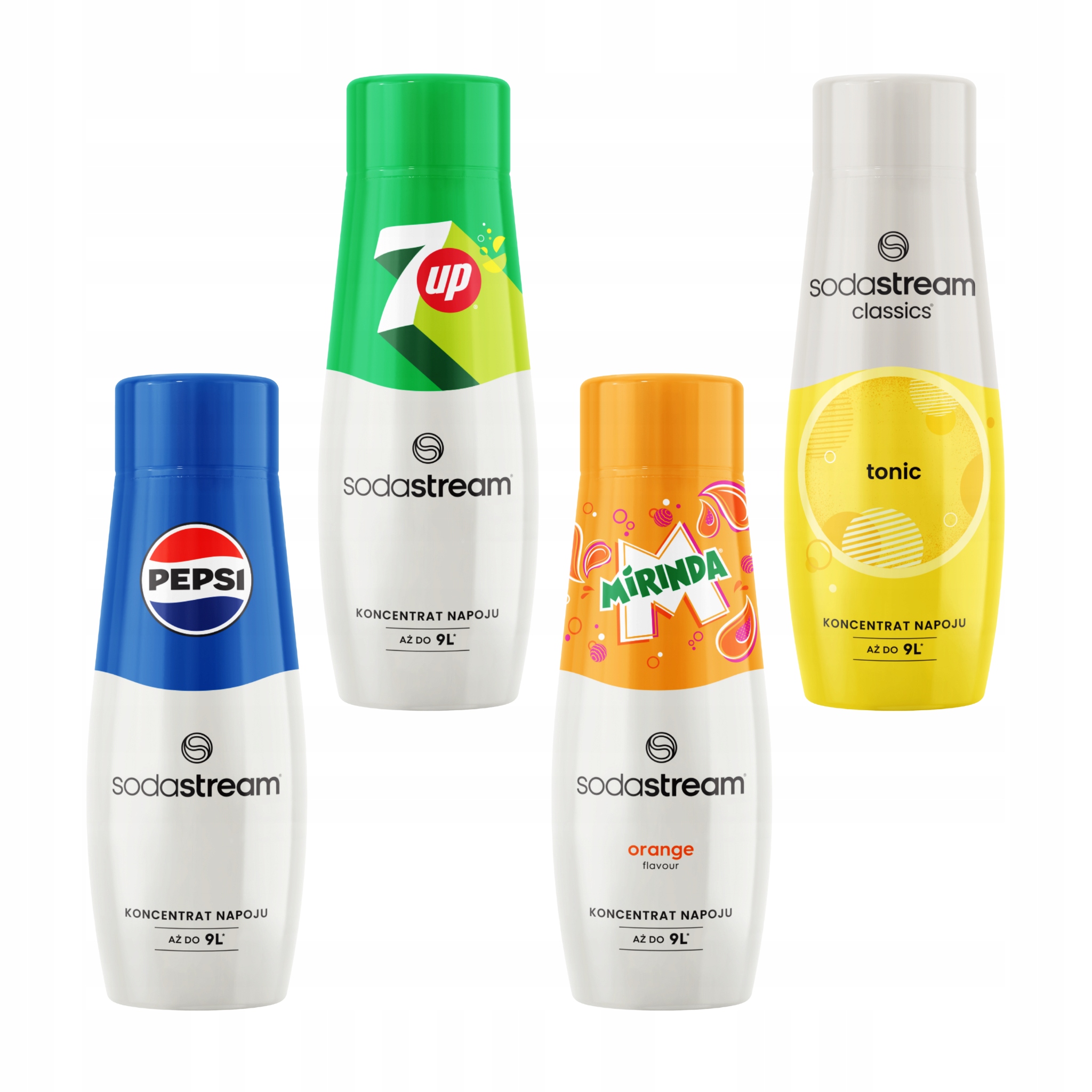 Zestaw 4 Syropów SODASTREAM MIRINDA + PEPSI + 7UP + TONIK Koncentrat 4 szt.