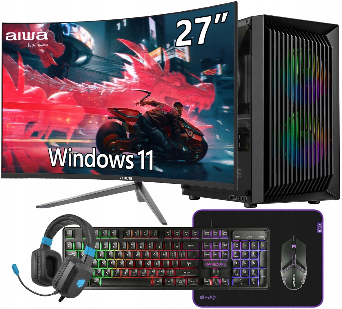 Komputer gamingowy Core i5 Rtx 3060Ti 64GB DDR4 1TB Ssd Win11 Monitor 27"