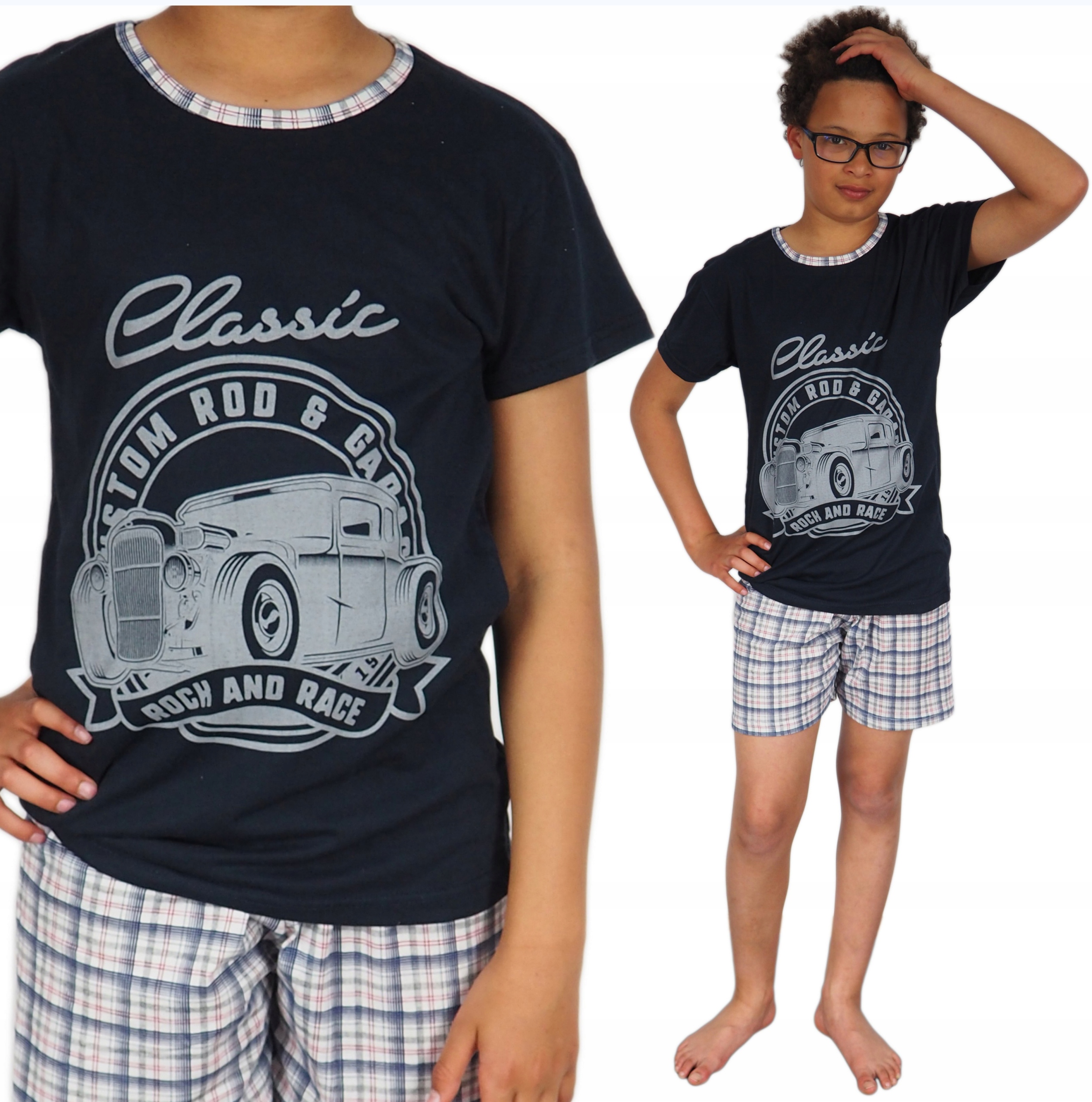 

Piżama młodzieżowa 170/176 XL Chłopak kratka Moto