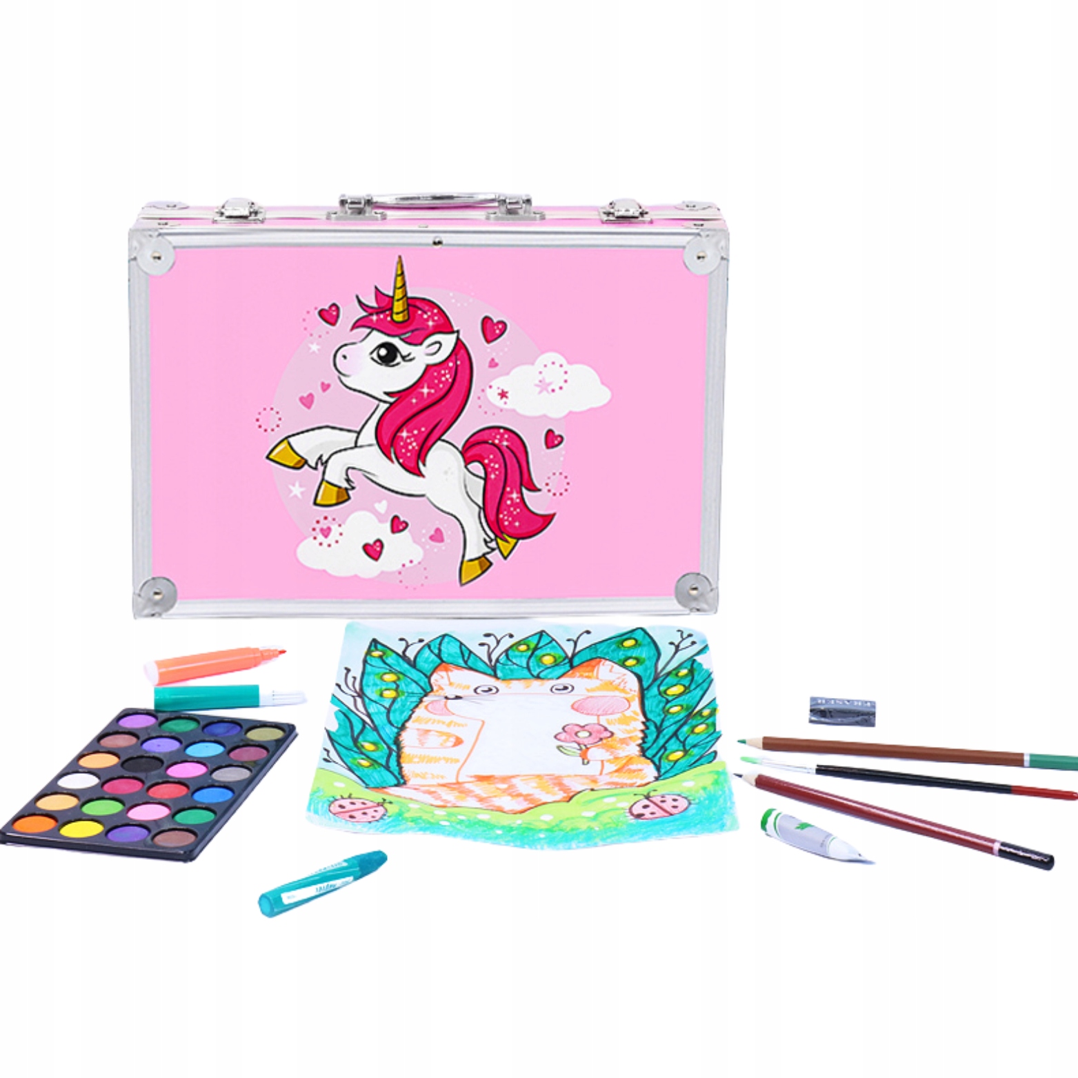 ZESTAW PLASTYCZNY DO MALOWANIA ARTYSTYCZNY DLA DZIECI WALIZKA DUŻY XXL Liczba sztuk w zestawie 145 szt.