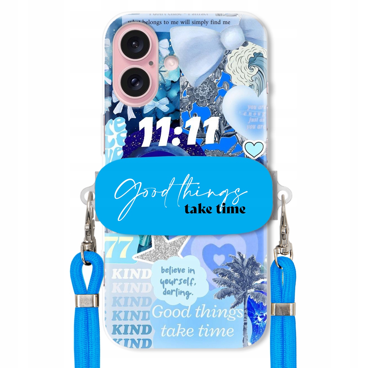 Puzdro pre iPHONE 16 Držiak Crossbody vodítko Good Things Take Time Lata